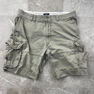 Polo Ralph Lauren Cargo Shorts Mens 40 Classic Chino Tan Distressed Preppy